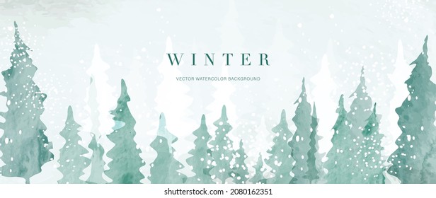 Winter background vector. Hand painted watercolor drawing for Christmas  and Happy New Year season. Background design for invitation, cards, social post, ad, cover, sale banner and invitation.