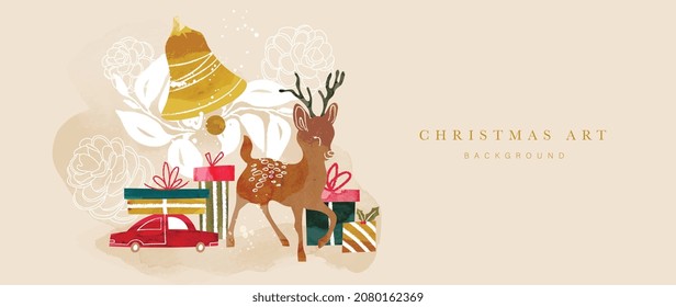 Winter background vector. Hand painted watercolor drawing for Christmas  and Happy New Year season. Background design for invitation, cards, social post, ad, cover, sale banner and invitation.