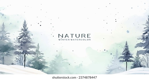 Winter background vector. Hand painted watercolor drawing. Background design for invitation, cards, social post, ad, cover, sale banner and invitation