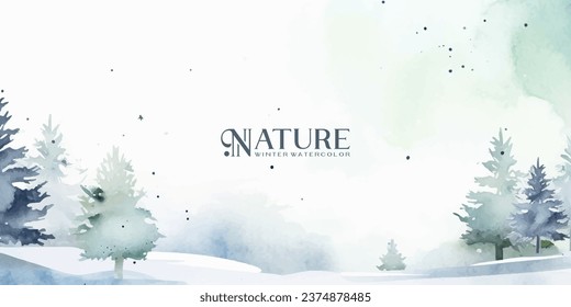 Winter background vector. Hand painted watercolor drawing. Background design for invitation, cards, social post, ad, cover, sale banner and invitation