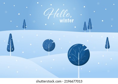 Winter background. Vector illustration with an inscription. Flat design.