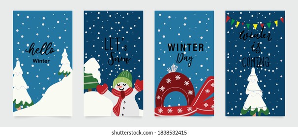 Winter background vector.  New year and Christmas vector illustrations design for social media post and stories, Cover, wallpaper, wall arts, Winter design for advertising and banners.