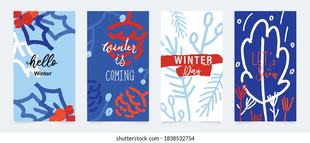 Winter background vector.  New year and Christmas vector illustrations design for social media post and stories, Cover, wallpaper, wall arts, Winter design for advertising and banners.

