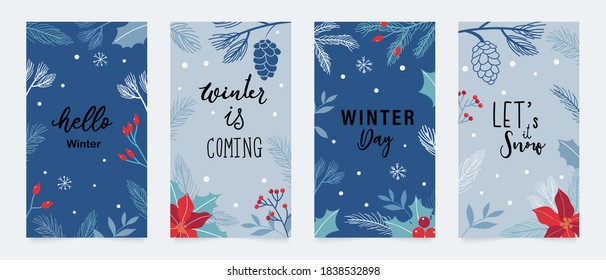 Winter background vector.  New year and Christmas vector illustrations design for social media post and stories, Cover, wallpaper, wall arts, Winter design for advertising and banners.