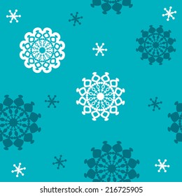 winter background, vector seamless pattern with snowflakes
