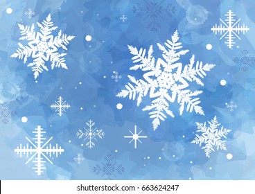 Winter background. Watercolor vector snowflake