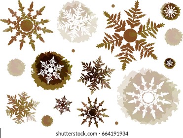 Winter background. Watercolor vector snowflake