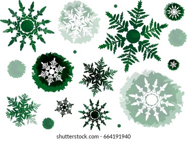 Winter background. Watercolor vector snowflake
