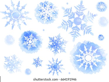 Winter background. Watercolor vector snowflake
