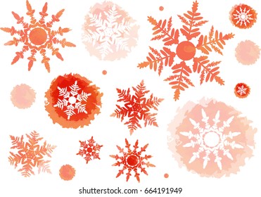 Winter background. Watercolor vector snowflake