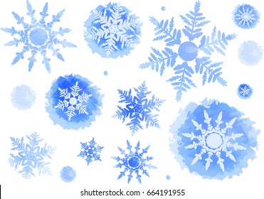 Winter Background. Watercolor Vector Snowflake