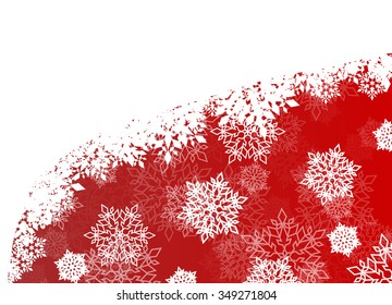 Winter background white snowflakes falling Christmas and New Year vector abstract illustration red card, banner