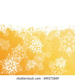 Winter background white snowflakes falling Christmas and New Year vector abstract illustration golden card, banner