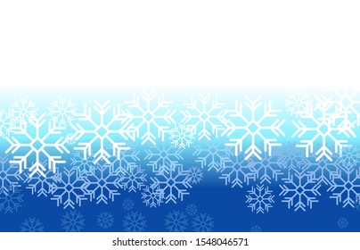 Winter background with white snowflakes on blue backdrop. Vector illustration.frozen snow with place for text.