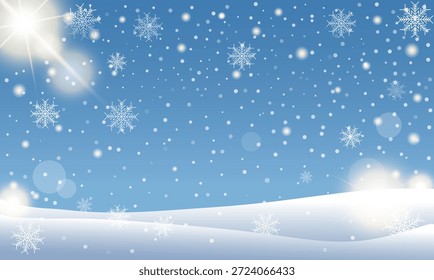 Winter Background whith Snowflakes and Sunbeam