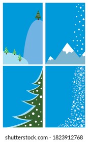 Winter backgrounds in blue tones, vertical format