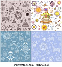 Winter backgrounds collection with abstract pattern for fabric, textile, wrapping paper, greeting card, invitation, wallpaper, web design