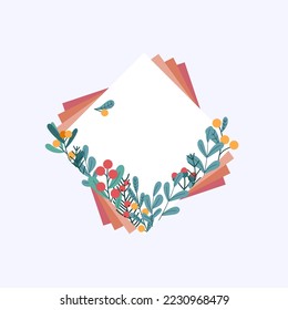 Winter backgrounds. Colorful banners  frame with winter fallen leaves berries