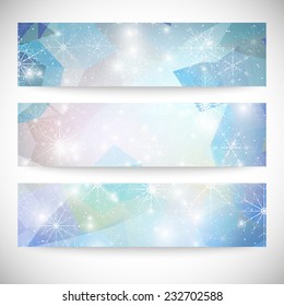 Winter backgrounds set with snowflakes. Abstract winter design pattern, vector.