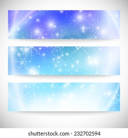 Winter backgrounds set with snowflakes. Abstract winter design pattern, vector.