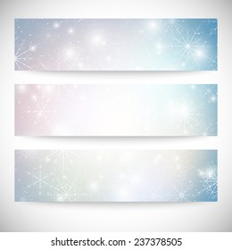 Winter backgrounds set with snowflakes. Abstract winter design pattern, vector.