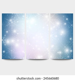 Winter backgrounds set with snowflakes. Abstract winter design pattern, vector.