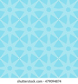 Winter backgrounds. Snowflakes geometric seamless patterns with blue and white colors. Vector illustration.