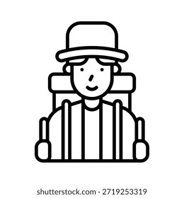 Ilustración vectorial de viajero mochilero de invierno, icono de estilo de línea