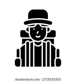Ilustración vectorial del viajero del mochilero del invierno, icono sólido del estilo