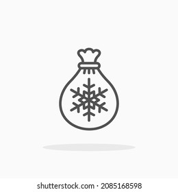 Winterbeutel-Ikone. Bearbeitbarer Stroke und Pixel perfekt. Rahmenstil. Vektorgrafik. Genießen Sie dieses Symbol für Ihr Projekt.