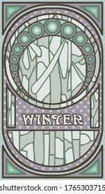 Winter banner in art nouveau style, vector illustration	