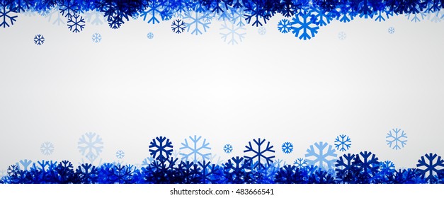 Winterbanner mit blauen Schneeflocken. Vektorgrafik.