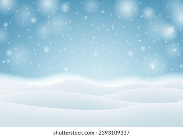 Pancarta De Invierno Y Copos De Nieve Y Nieve Con Malla De Gradiente, Ilustración Vectorial