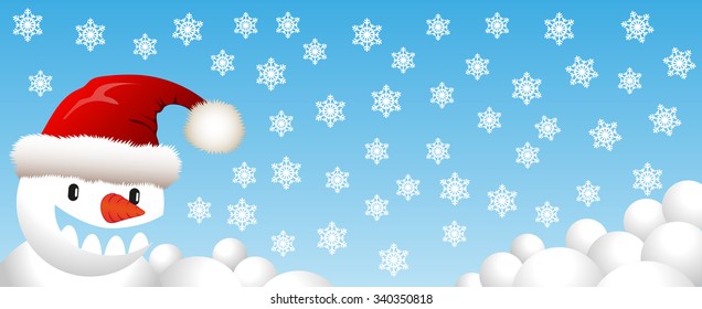 winter banner with snowman - funny creature