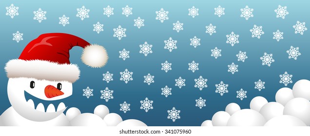 winter banner with snowman - funny creature
