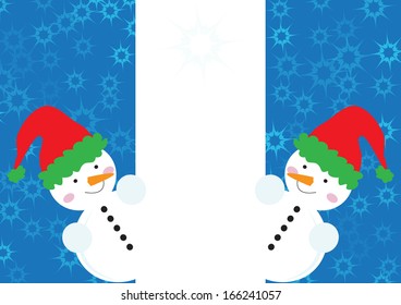 winter banner with snowmen
