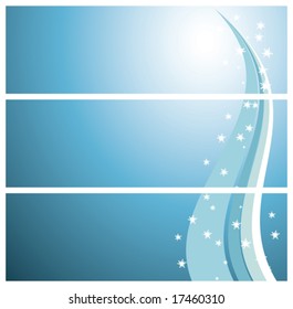 winter banners with abstract wave and snowflakes, vector illustration