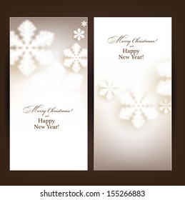 Winter banners. Fallen defocused snowflakes. Christmas. Vector.   