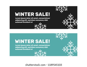 Winter banners of set vector templates with snowflakes. Winter flyer template with snowflakes