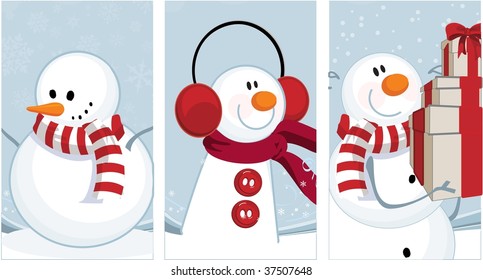 winter banners with snowman