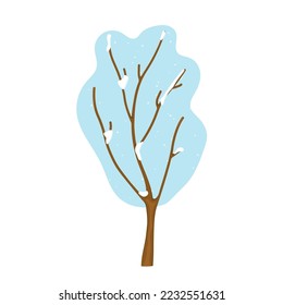 árbol desnudo de invierno cubierto de nieve - ilustración vectorial
