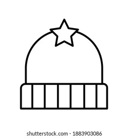 Winter beanie hat line icon