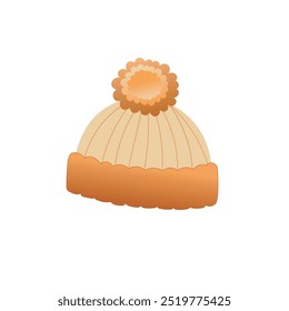 Chapéu de gorro de inverno com ilustração pom-pom. Acessório acolhedor para o tempo frio ou design de moda de inverno