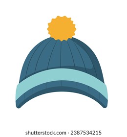 Winter beanie hat vector illustration, warm knitted cap image
