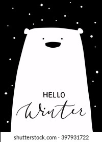 Winter bear calligraphy card.