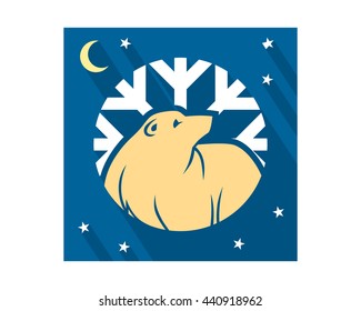 winter bear night fauna animal wildlife image vector icon silhouette