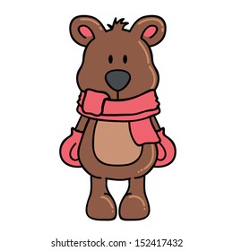 Winter bear with scarf and gloves