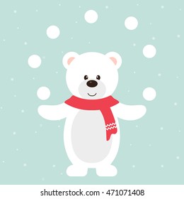 winter bear with snowball