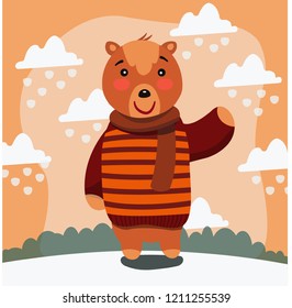 Winter bear vector illustration