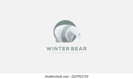 Winter bear vector logo design template icon